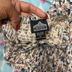 Angie Cream Floral Smocked Top with Blue and Pink Flowers